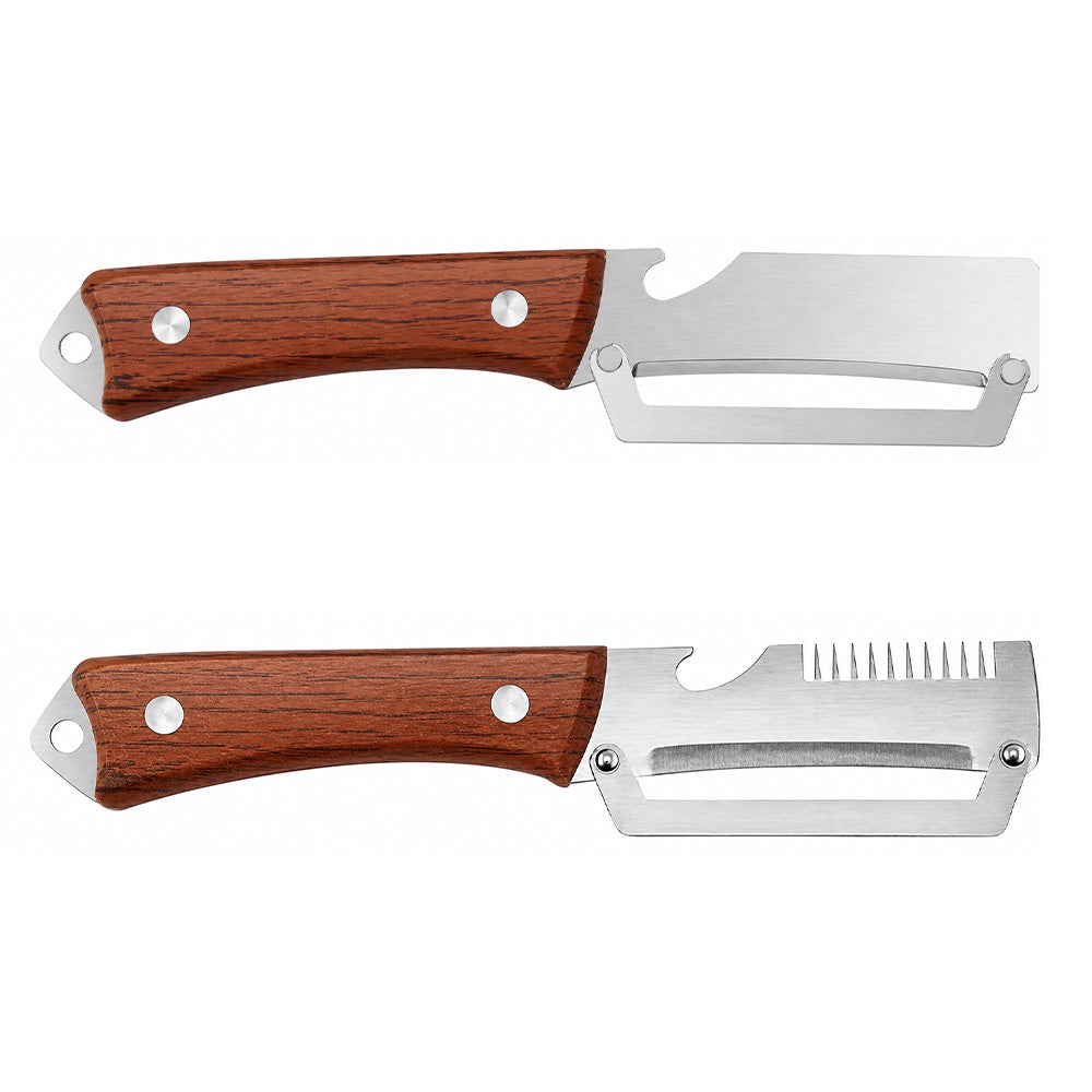 🔪🥔Achetez-en 1, obtenez-en 1 GRATUITEMENT ! Éplucheur Multifonctionnel en Bois – Lame Inox Ultra-Tranchante + Décapsuleur Intégré 🥕🍎