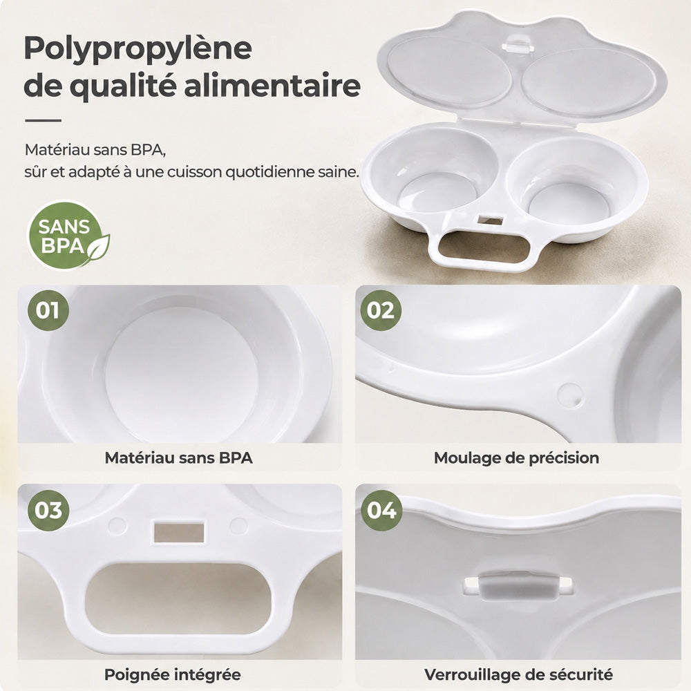 🛡️🍳🧼 Cuiseur à œufs anti-éclaboussures – Couvercle hermétique, fini le nettoyage du micro-ondes après chaque œuf, savourez un œuf poché sain sans graisse ni effort 🌿🥚