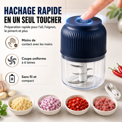 💥50 % DE RÉDUCTION !🥑🍹Hachoir Électrique à 6 Lames｜Hache Légumes, Oignons, Herbes, Noix & Viande｜Sans Fil, à Une Touche & Facile à Nettoyer