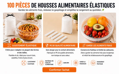 🍽️✨ 100 Couvre-Bols Extensibles – Couvre-Bols & Assiettes Élastiques pour une Conservation Facile des Aliments 🥗– Protège des Odeurs du Réfrigérateur