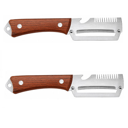 🔥 50 % DE RÉDUCTION 🔪🥕 Éplucheur Multifonctionnel en Bois – Lame Inox Ultra-Tranchante + Décapsuleur Intégré 🥔🍎