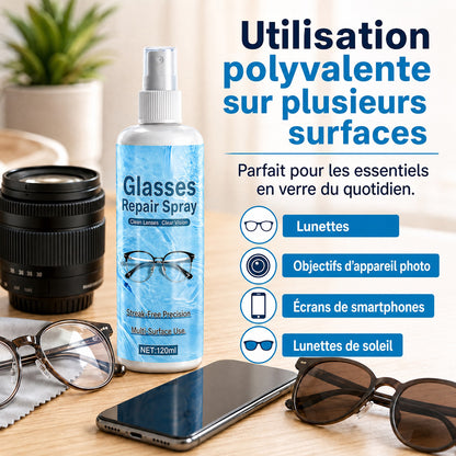 Spray réparateur de rayures pour lentilles professionnelles