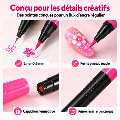 ⏰ -50 % pendant 3 Jours ! Coffret Stylos Nail Art Double Pointe – 24 Couleurs DIY