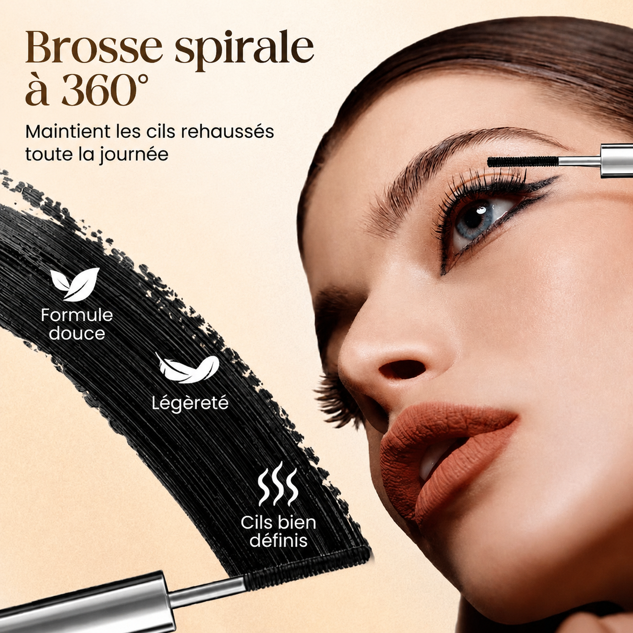🔥 50 % DE RÉDUCTION · Mascara recourbant et allongeant, résistant à l'eau ✨
