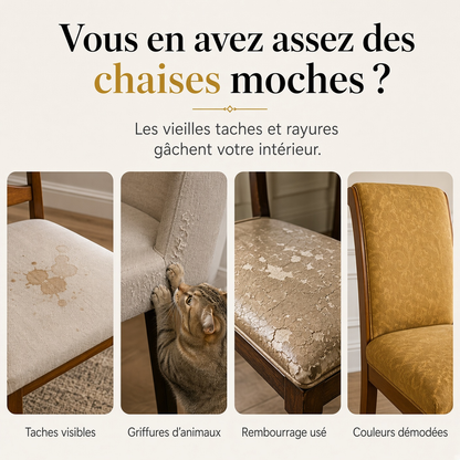 🪑 50% DE RÉDUCTION ! 🖤 Housse de Chaise Extensible & Lavable – Élastique & Facile d'entretien ✨