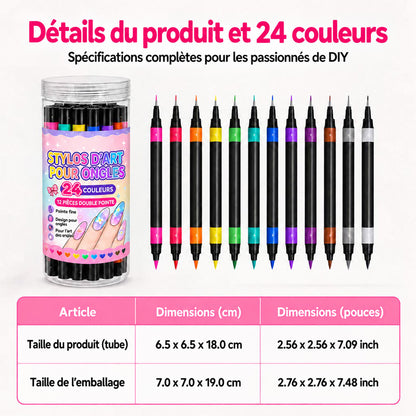 ⏰ -50 % pendant 3 Jours ! Coffret Stylos Nail Art Double Pointe – 24 Couleurs DIY