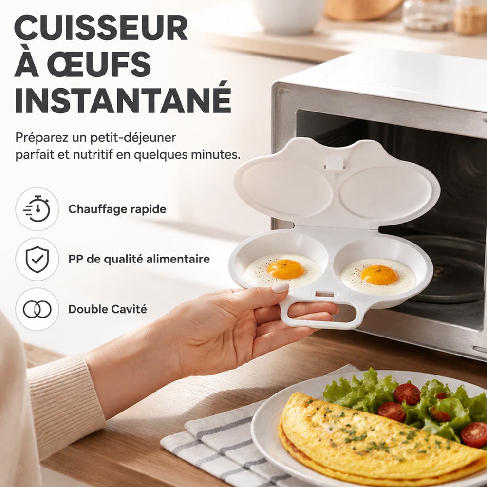 🛡️🧼 Cuiseur à œufs anti-éclaboussures – Couvercle hermétique, fini le nettoyage du micro-ondes après chaque œuf, savourez un œuf poché sain sans graisse ni effort 🌿🥚