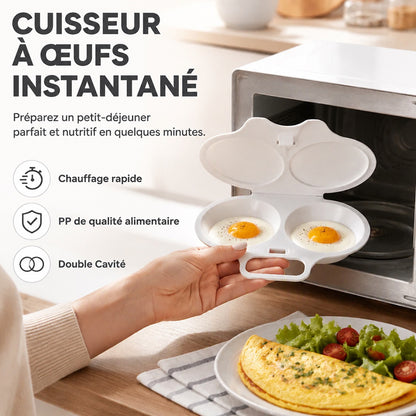 🛡️🧼 Cuiseur à œufs anti-éclaboussures – Couvercle hermétique, fini le nettoyage du micro-ondes après chaque œuf, savourez un œuf poché sain sans graisse ni effort 🌿🥚