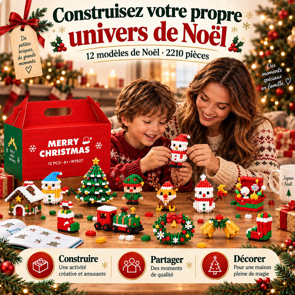 ⏳ Plus qu’un jour pour profiter de -49 % – 🎄 Kit DIY de constructions de Noël sur 12 jours | 12 modèles festifs à construire et à accrocher pour décorer le sapin, les couronnes et toute la maison 🧱