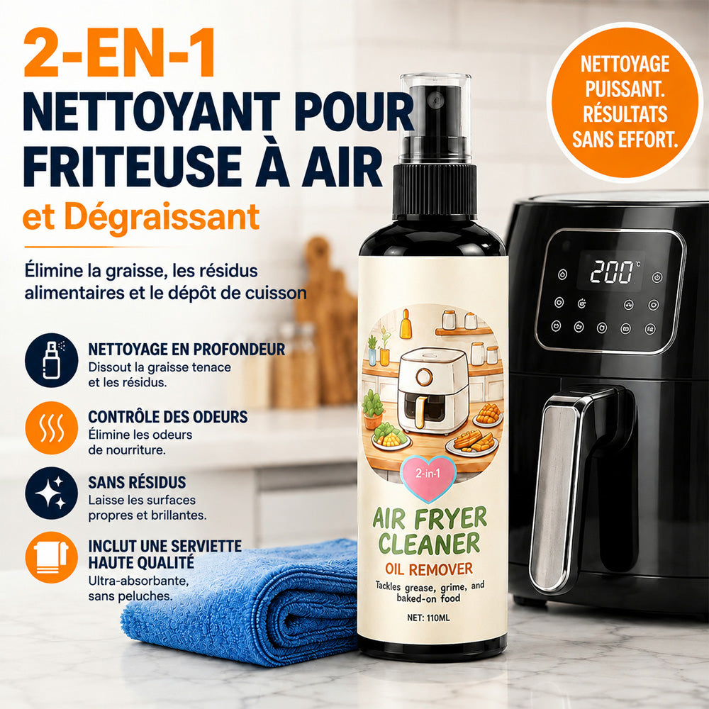 🔥 Promotion : 50 % de réduction ! ✨ Spray nettoyant et dégraissant 2-en-1 pour friteuse à air chaud