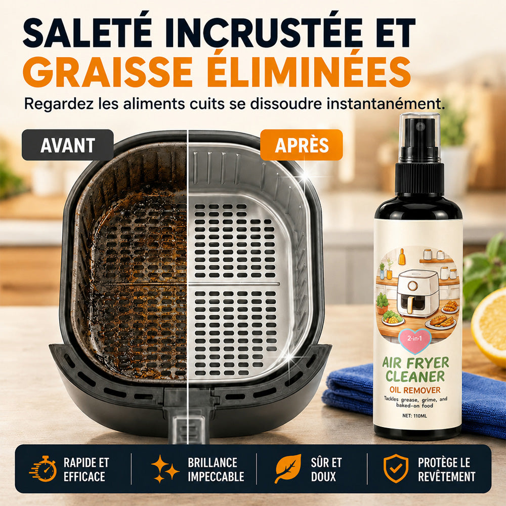 🔥 Promotion : 50 % de réduction ! ✨ Spray nettoyant et dégraissant 2-en-1 pour friteuse à air chaud