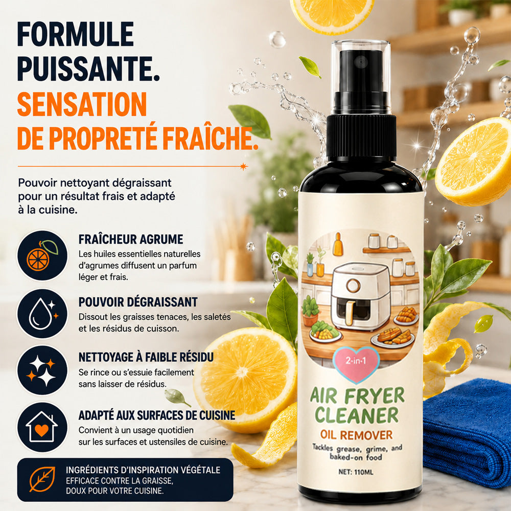 🔥 Promotion : 50 % de réduction ! ✨ Spray nettoyant et dégraissant 2-en-1 pour friteuse à air chaud