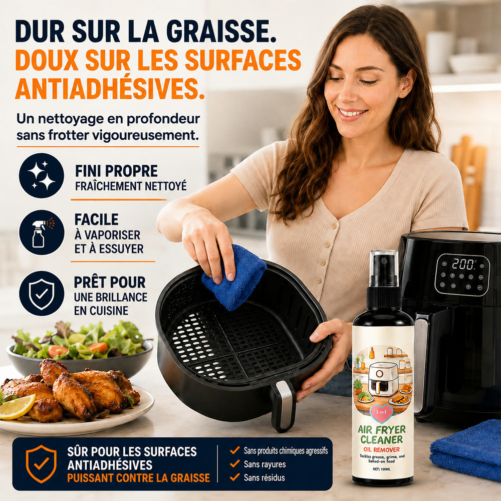 🔥 Promotion : 50 % de réduction ! ✨ Spray nettoyant et dégraissant 2-en-1 pour friteuse à air chaud