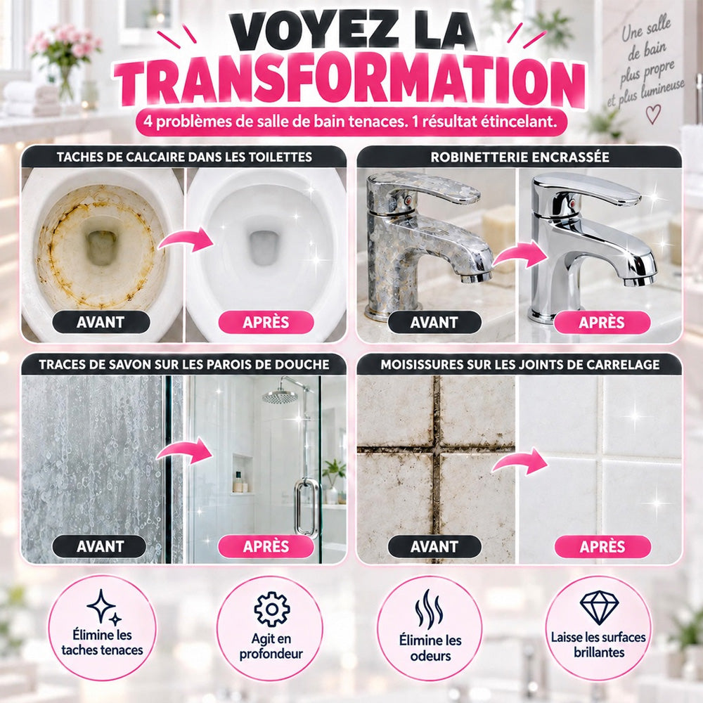 🔥 AUJOURD'HUI -50 % | Nettoyant multi-usage pour salle de bains contre le calcaire et les traces d'eau🧼