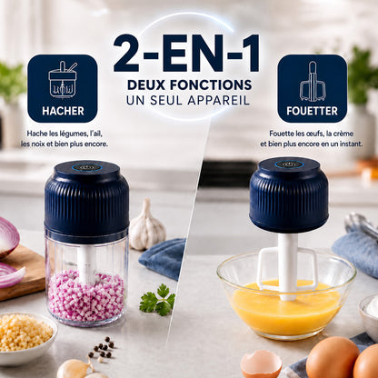 🥑🍹 -50 % DE RÉDUCTION ! 💥 Hachoir Électrique à 6 Lames ｜ Pour Légumes, Oignons, Herbes, Noix & Viande ｜ Sans Fil, Bouton Unique & Facile à Nettoyer ｜ Préparateur de Repas Bébé, Extracteur de Jus, Moulin à Épices & Hachoir à Viande