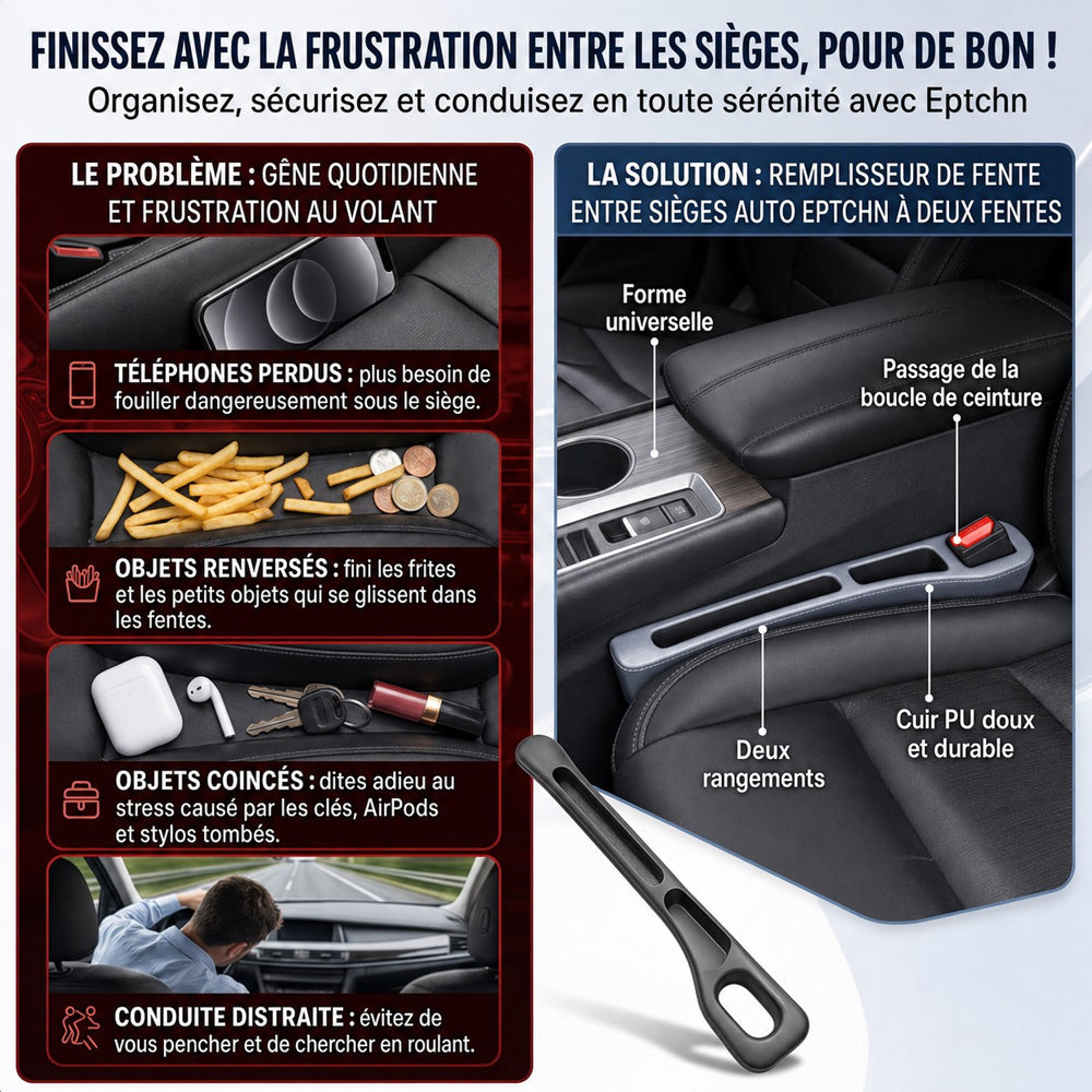 🚗Stop Losing Your Phone Between Car Seats💺🌟Universal Seat-Gap Filler • Double-Slot Organizer🌟