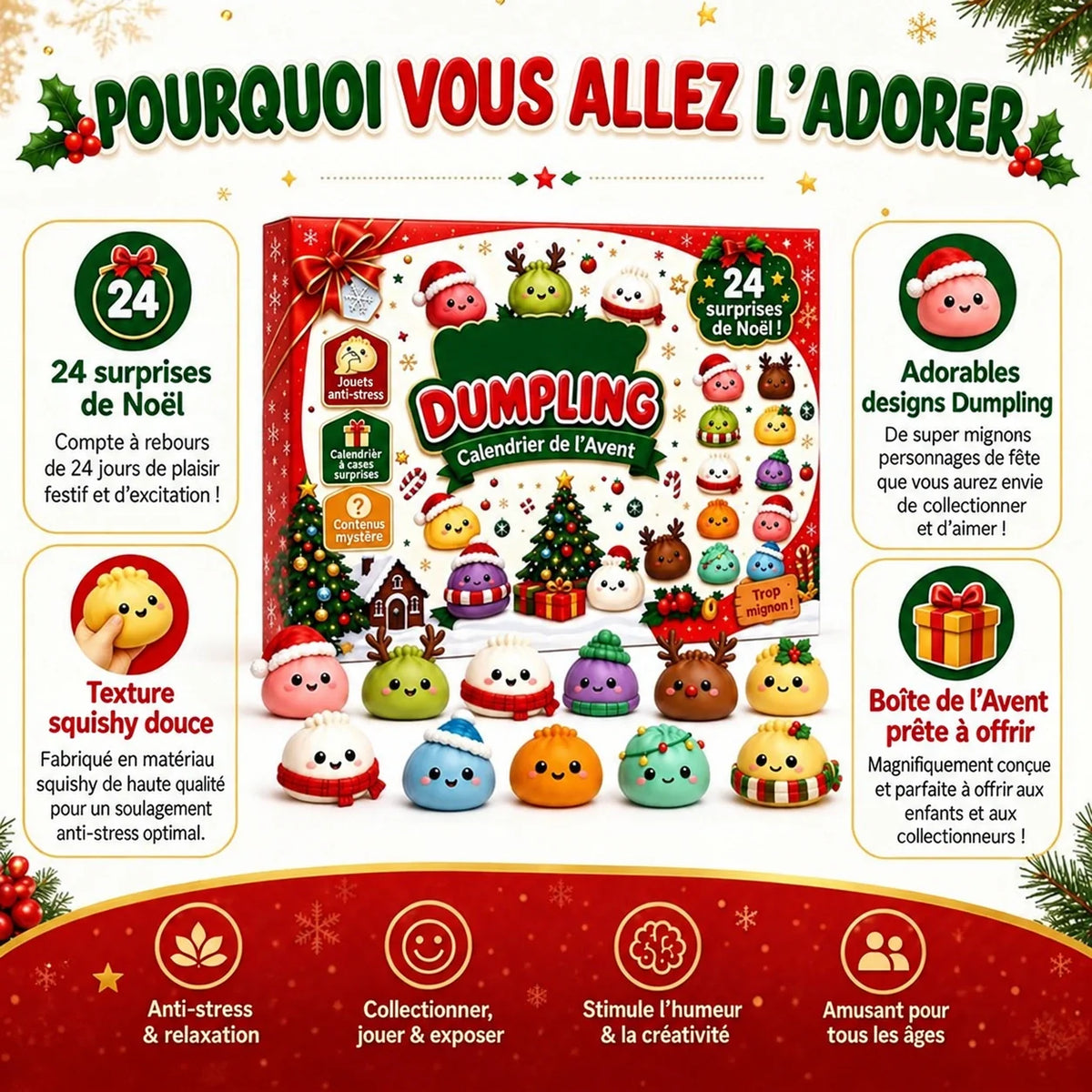⏳ Plus qu’un jour pour profiter de -49 %🥟Calendrier de l'Avent Dumpling Squishy 2026