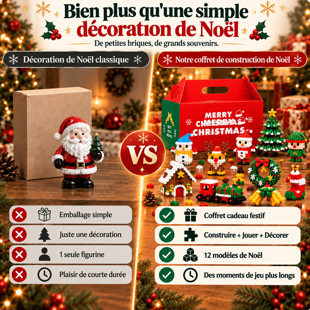 ⏳ Plus qu’un jour pour profiter de -49 % – 🎄 Kit DIY de constructions de Noël sur 12 jours | 12 modèles festifs à construire et à accrocher pour décorer le sapin, les couronnes et toute la maison 🧱