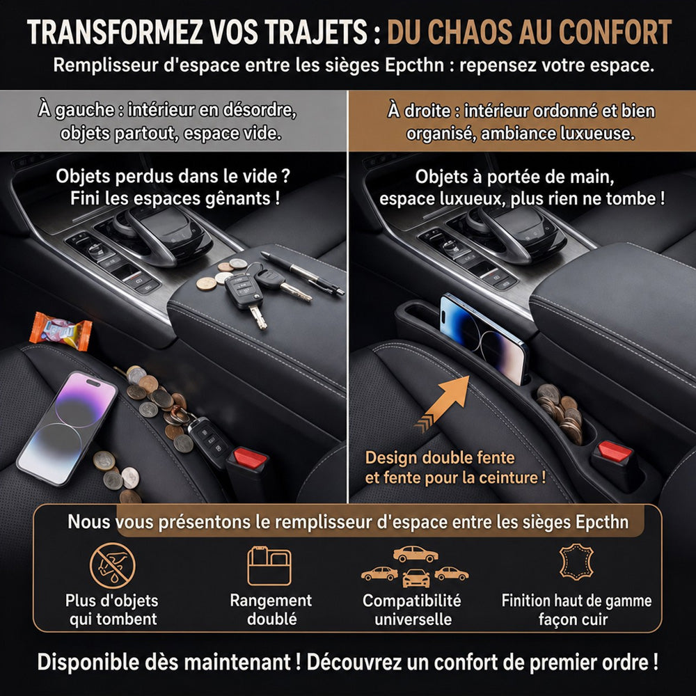 🚗Stop Losing Your Phone Between Car Seats💺🌟Universal Seat-Gap Filler • Double-Slot Organizer🌟