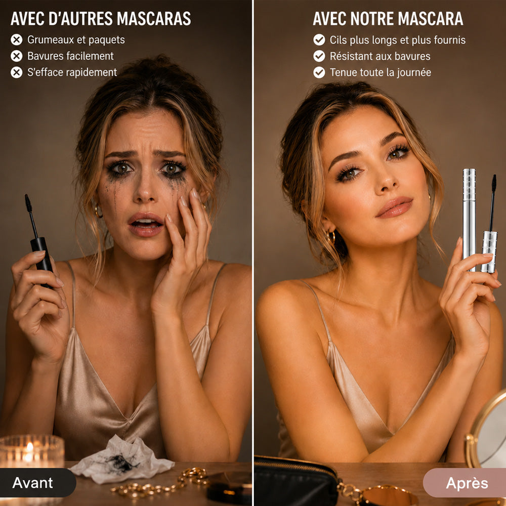 Mascara waterproof à fibres-🎉🎉 Fini les yeux de panda — Des cils longs et définis toute la journée