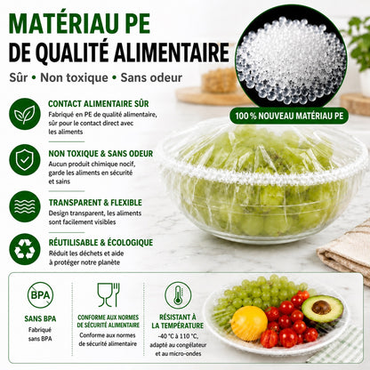 🍽️✨ 100 Couvre-Bols Extensibles – Couvre-Bols & Assiettes Élastiques pour une Conservation Facile des Aliments 🥗– Protège des Odeurs du Réfrigérateur