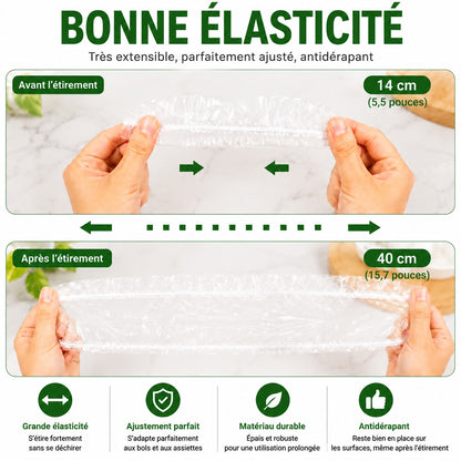 🍽️✨ 100 Couvre-Bols Extensibles – Couvre-Bols & Assiettes Élastiques pour une Conservation Facile des Aliments 🥗– Protège des Odeurs du Réfrigérateur
