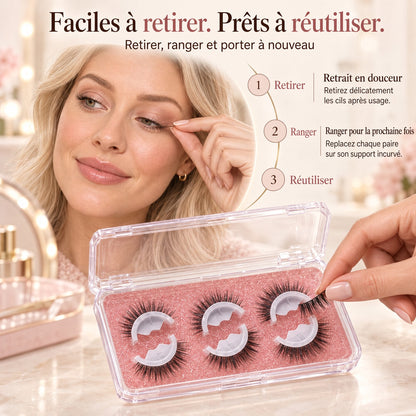 🥳 Achetez-en une paire, recevez-en une offerte ! 👁️✨ Faux cils autocollants réutilisables. Pas besoin de colle : il suffit de les presser en place. Faciles à retirer et à réutiliser 💕🌸