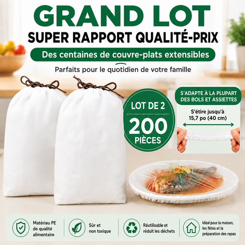 🍽️🧊 1 Acheté = 1 Offert--200 Couvre-Bols Extensibles | Couvre-Bols Élastiques pour Bols & Assiettes 🥪