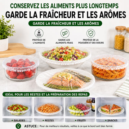 🍽️✨ 100 Couvre-Bols Extensibles – Couvre-Bols & Assiettes Élastiques pour une Conservation Facile des Aliments 🥗– Protège des Odeurs du Réfrigérateur