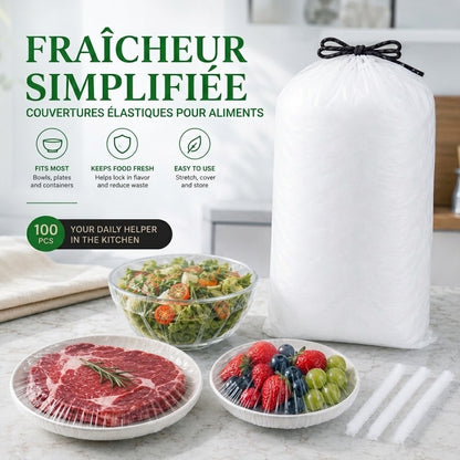 🔥50 % DE RÉDUCTION !💥100PCS Couvre-Bols Extensibles – Couvercles Élastiques pour Bols & Assiettes