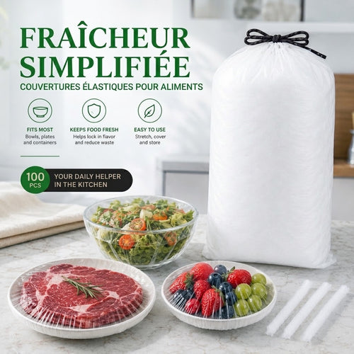 🔥50 % DE RÉDUCTION !💥100PCS Couvre-Bols Extensibles – Couvercles Élastiques pour Bols & Assiettes