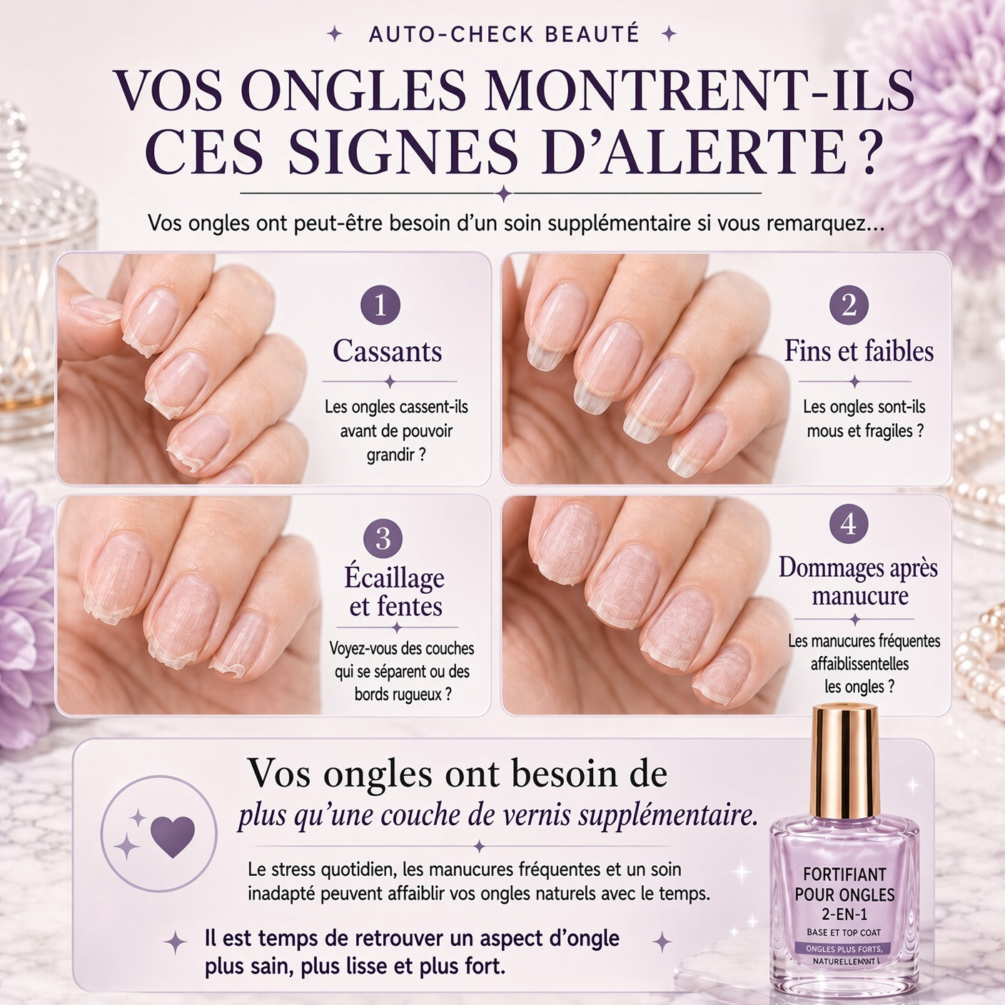 💅 50 % DE RÉDUCTION !! ⏰ Renforceur d’Ongles Brillance Lilas – Renforce les Ongles Fragiles & Restaure Leur Éclat Naturel