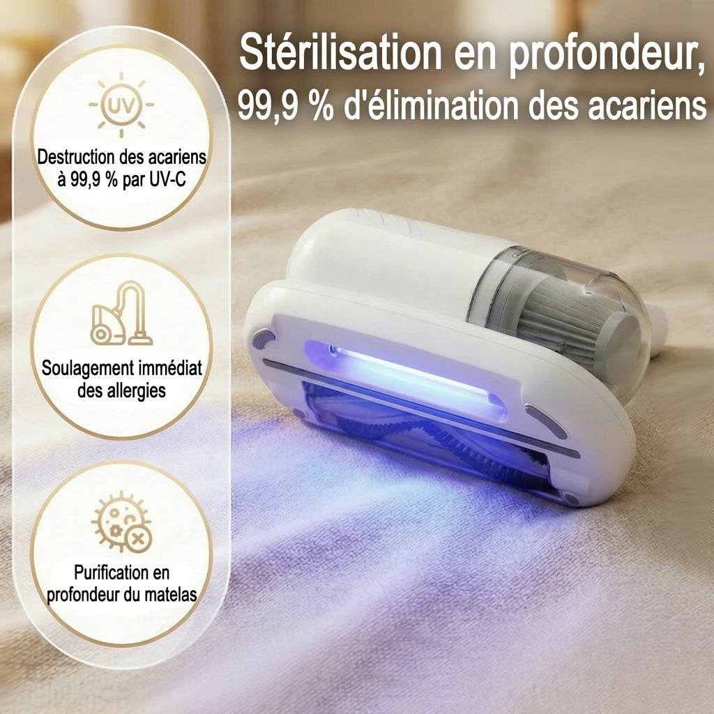 🎉Vente flash (🚀-50 %) ⚡Plus de 50K vendus ! 💝Aspirateur anti-acariens pour lit avec lumière UV-C – battage, aspiration et stérilisation UV réunis en un seul appareil ! 💥