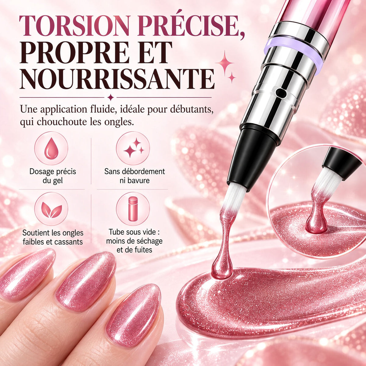 ✨ 50 % de réduction – Stylo 6-en-1 pour le soin des ongles & effet Cat Eye – Base, Builder, Couleur & Top Coat avec aimant intégré