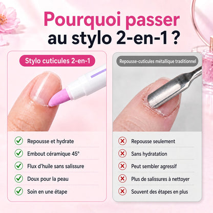 ✨ Stylo 2-en-1 pour cuticules – Embout en céramique, hydratant & pratique à emporter