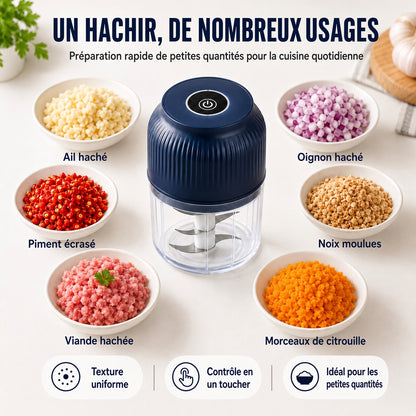 💥50 % DE RÉDUCTION !🥑🍹Hachoir Électrique à 6 Lames｜Hache Légumes, Oignons, Herbes, Noix & Viande｜Sans Fil, à Une Touche & Facile à Nettoyer