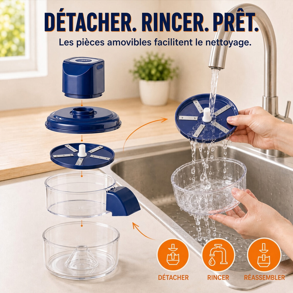 🔪 Éplucheur électrique 5 lames – Moteur cuivre puissant, extraction en 1 bouton, démontable et sans danger alimentaire – Batterie 1300 mAh, gain de temps en cuisine 🥕🍎