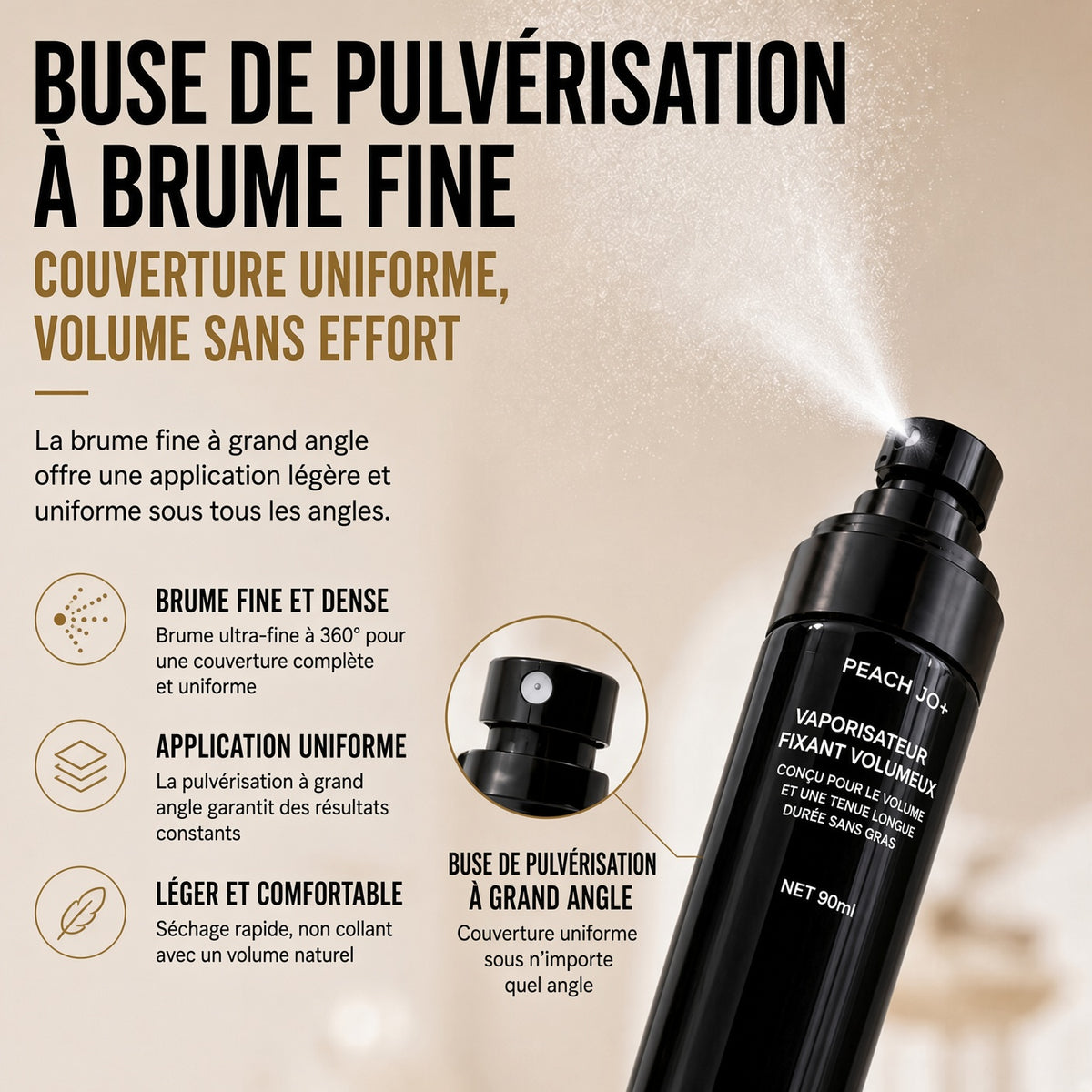 🔥50% DE RÉDUCTION !! ⏰ Spray Coiffant Longue Durée Fluffy Hair Shaping Spray 9 – 90 ml – Volume Naturel & Tenue Résistante for Cheveux Matures