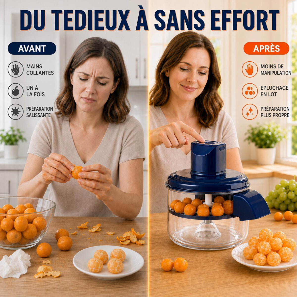 🔪 Éplucheur électrique 5 lames – Moteur cuivre puissant, extraction en 1 bouton, démontable et sans danger alimentaire – Batterie 1300 mAh, gain de temps en cuisine 🥕🍎