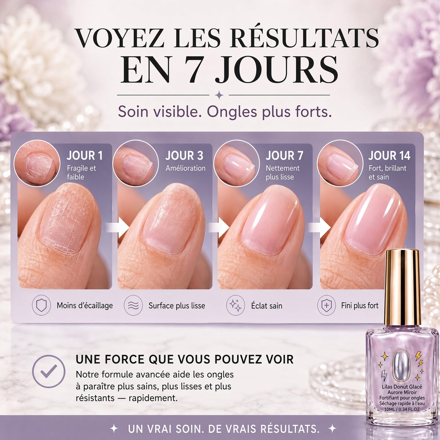 💅 50 % DE RÉDUCTION !! ⏰ Renforceur d’Ongles Brillance Lilas – Renforce les Ongles Fragiles & Restaure Leur Éclat Naturel