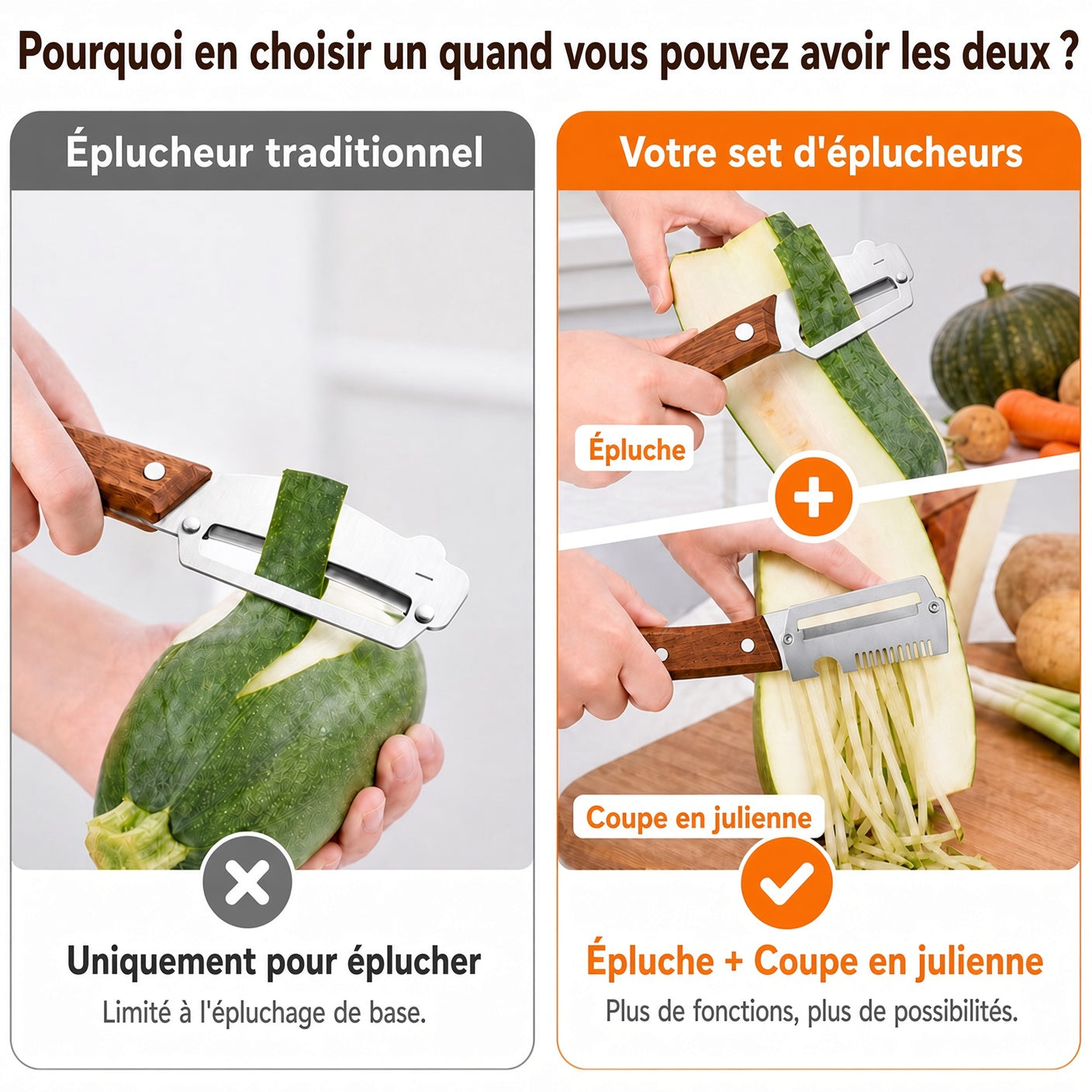 🔥 50 % DE RÉDUCTION 🔪🥕 Éplucheur Multifonctionnel en Bois – Lame Inox Ultra-Tranchante + Décapsuleur Intégré 🥔🍎
