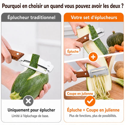 🔥 50 % DE RÉDUCTION 🔪🥕 Éplucheur Multifonctionnel en Bois – Lame Inox Ultra-Tranchante + Décapsuleur Intégré 🥔🍎