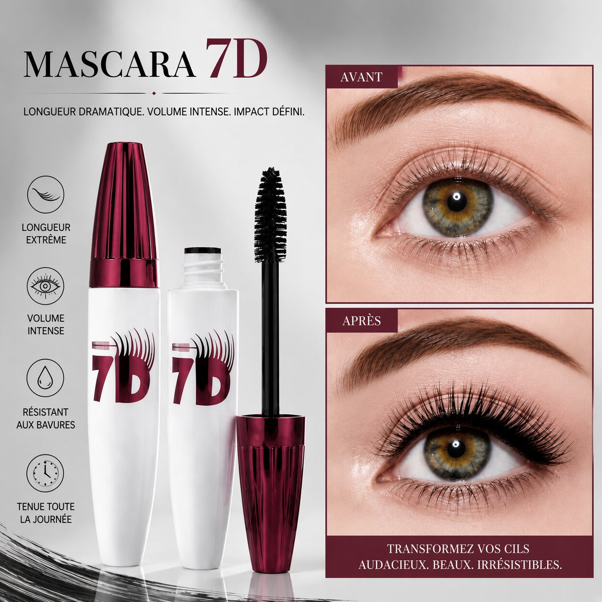 🔥 Dernier jour — 1 acheté = 1 offert ! ⏰✨ Mascara recourbant et allongeant, sans bavures
