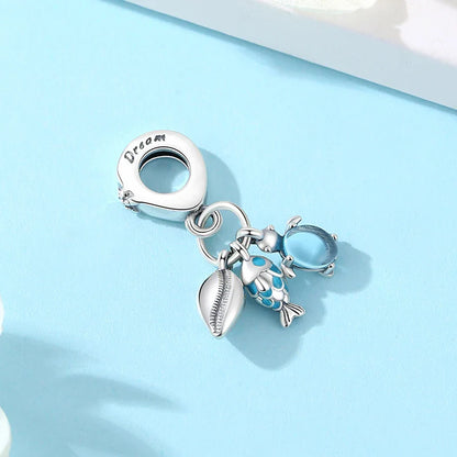 Original 925 Sterling Silver Charms Love Heart Turtle Murano Glass Pendant Beads Fit Pan Bracelet Necklace Jewelry For Women