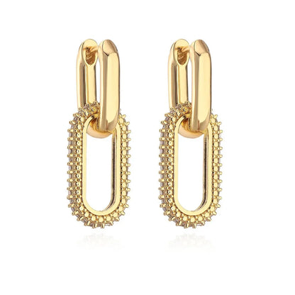 Shiny Rhinestone Geometric Earrings Ladies Fashion Light Luxury Elliptical Double Ring Earrings Exquisite Party Accessories