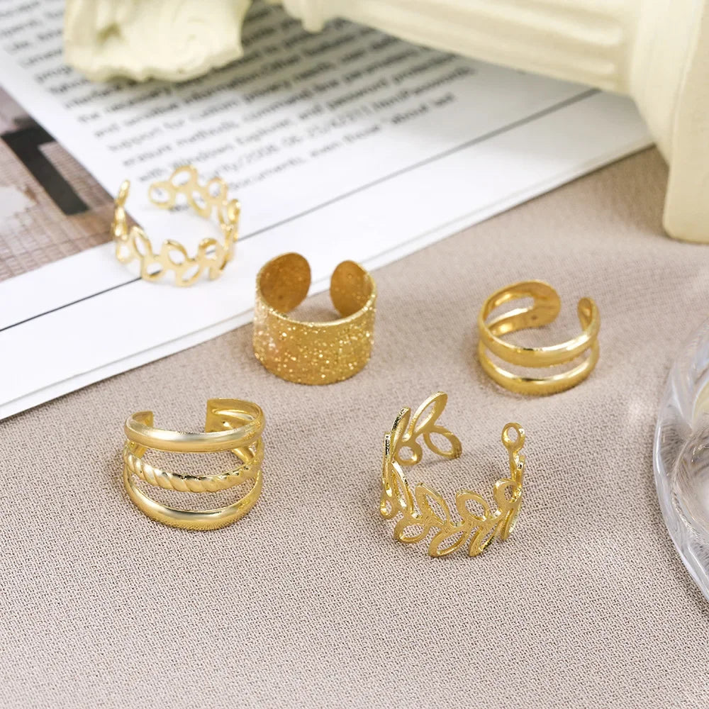 5pcs;Silver Color Leaves Clip Earrings for Women Men Creative Simple C Ear Cuff Non-Piercing Ear Ear Clip Set Trend Jewelry Gift