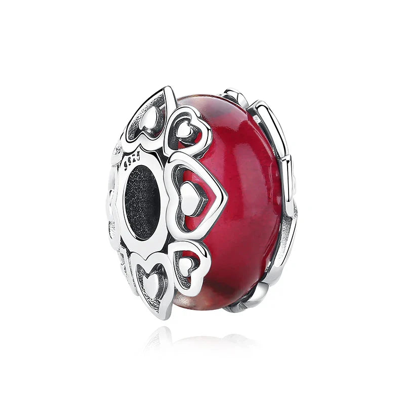 Original 925 Sterling Silver Charms Love Heart Turtle Murano Glass Pendant Beads Fit Pan Bracelet Necklace Jewelry For Women