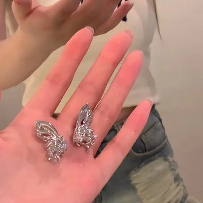 Y2K Irregular Liquid Earrings for Women Silver Color Hip-Hop Punk Fashion Geometric Earring Clip Girl 2024 Trendy Party Jewelry