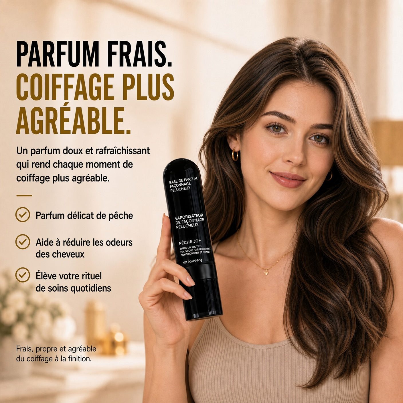 🔥50% DE RÉDUCTION !! ⏰ Spray Coiffant Longue Durée Fluffy Hair Shaping Spray 9 – 90 ml – Volume Naturel & Tenue Résistante for Cheveux Matures