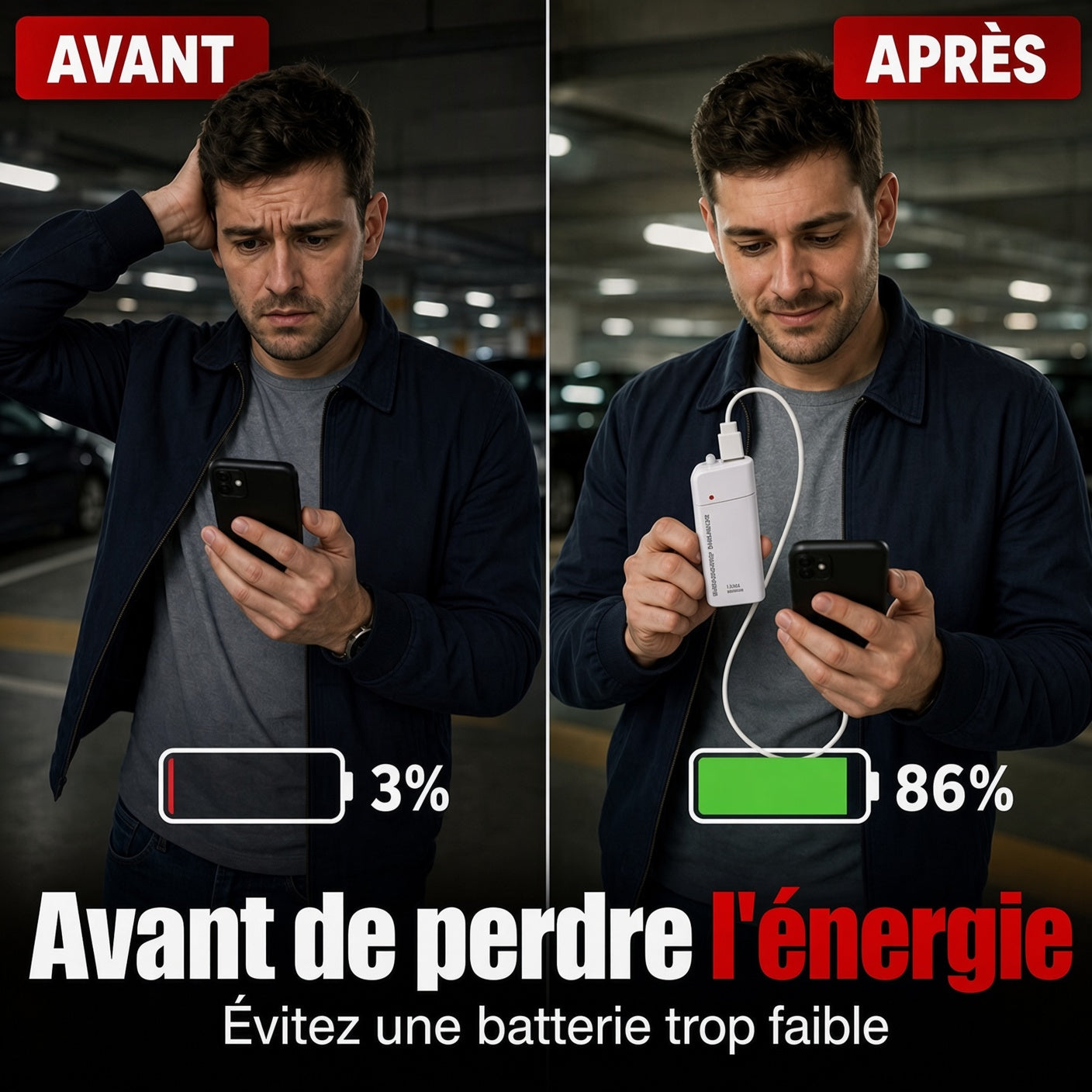 Chargeur d'urgence portable pour téléphone, batterie externe alimentée par piles AA avec lampe torche LED